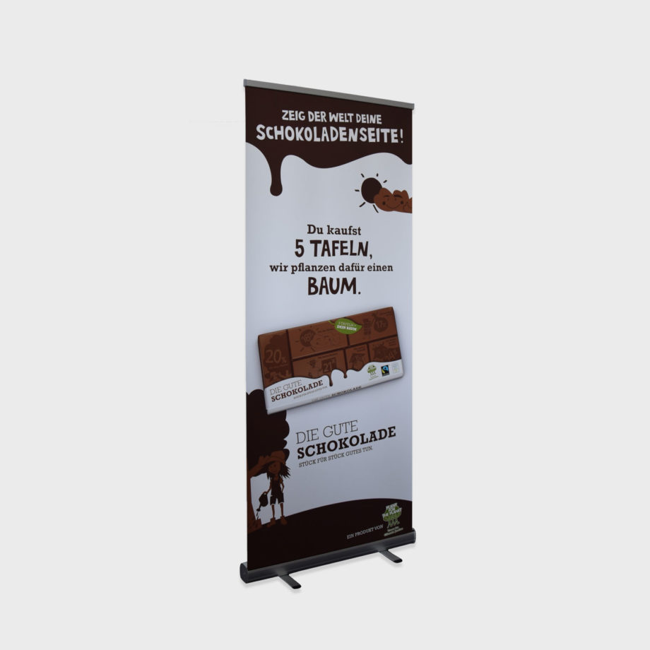 Roll-Up: Die Gute Schokolade "5 Tafeln = Dein Baum"